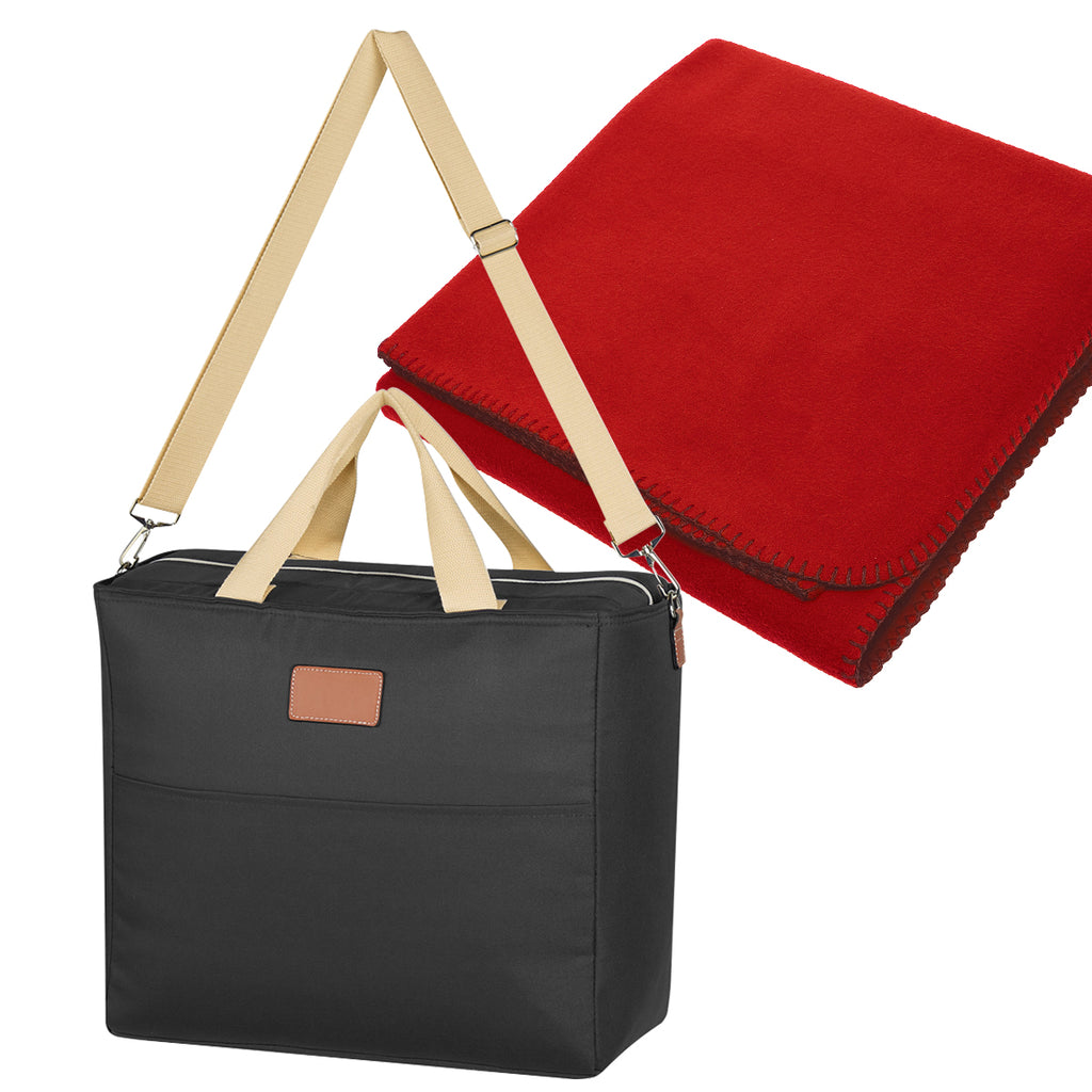 Cooler Bag with Fleece Blanket, Hefty - Red - Blank