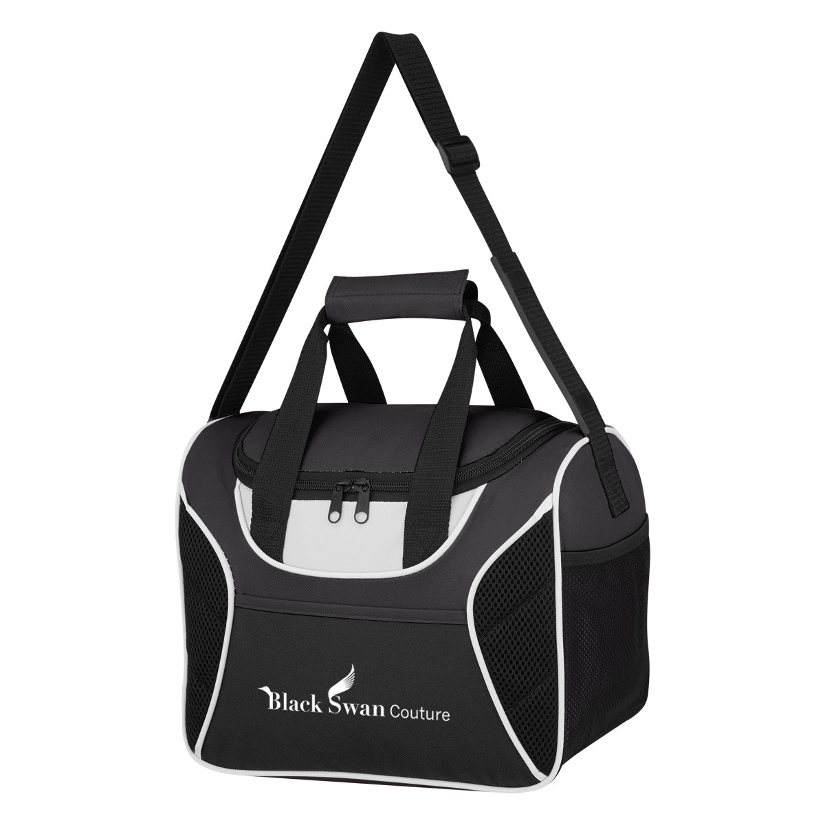 Cooler Bag with Mesh Accent - Black - Silk Screen