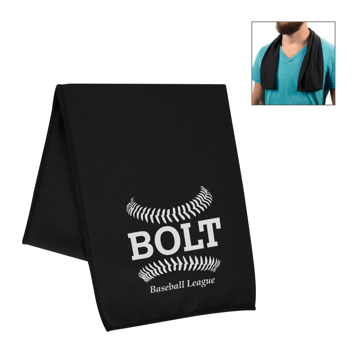 Cooling Sport Towel in Recycled PET - Black - Silk Screen