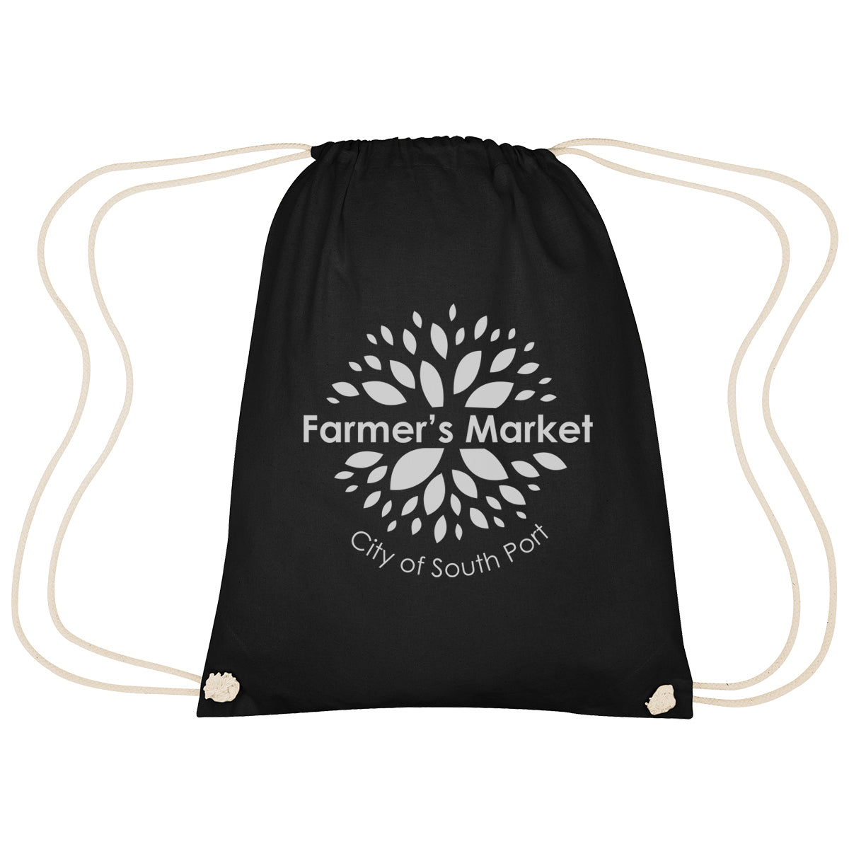 Cooper Drawstring Bag in Cotton - Black - Silk Screen