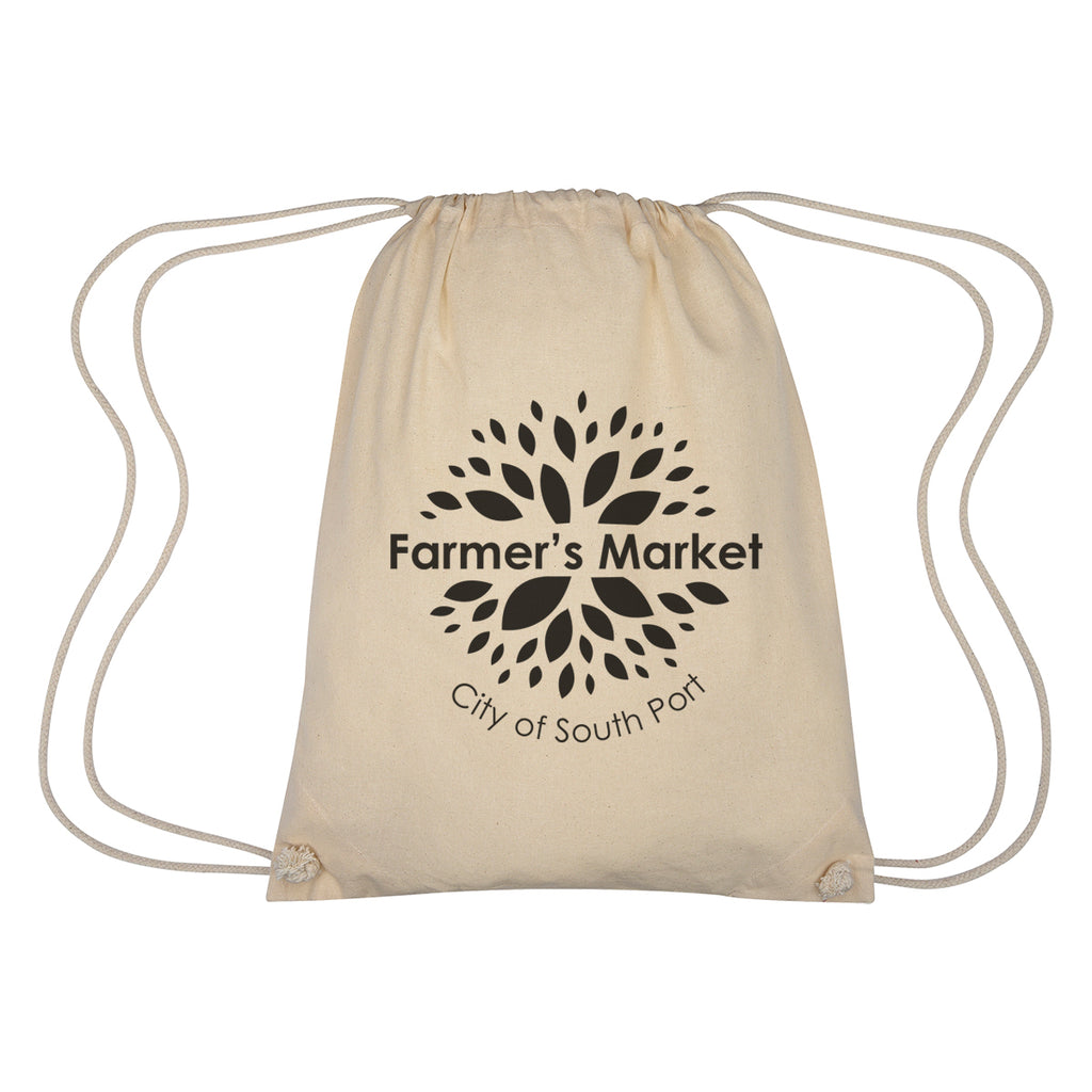 Cooper Drawstring Bag in Cotton - Natural - Silk Screen