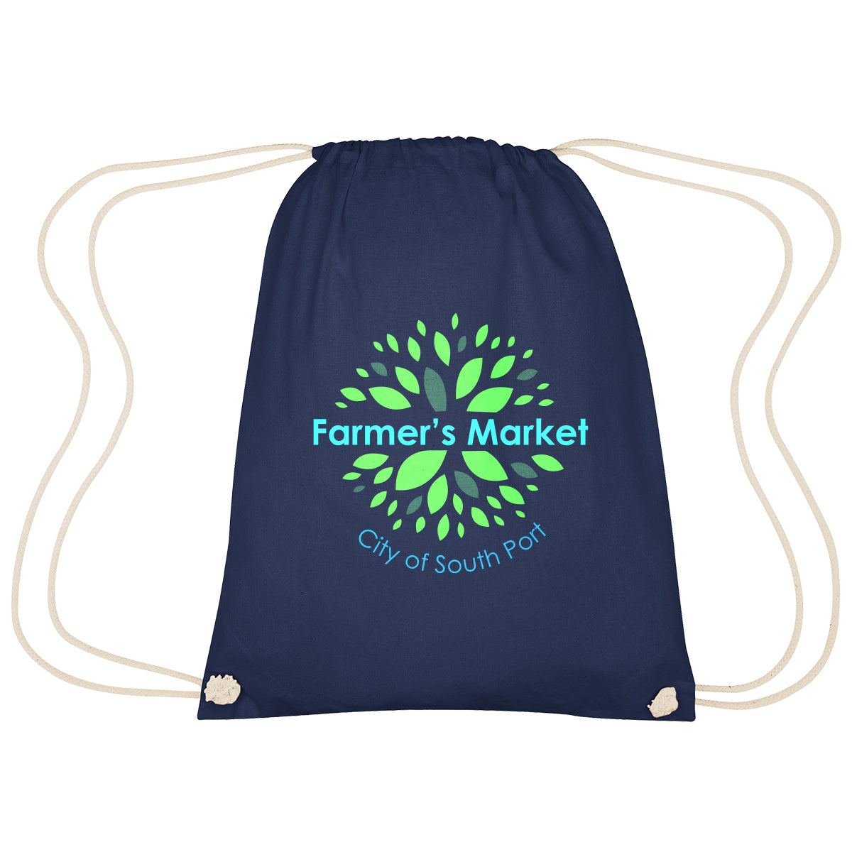 Cooper Drawstring Bag in Cotton - Navy - Colorbrite