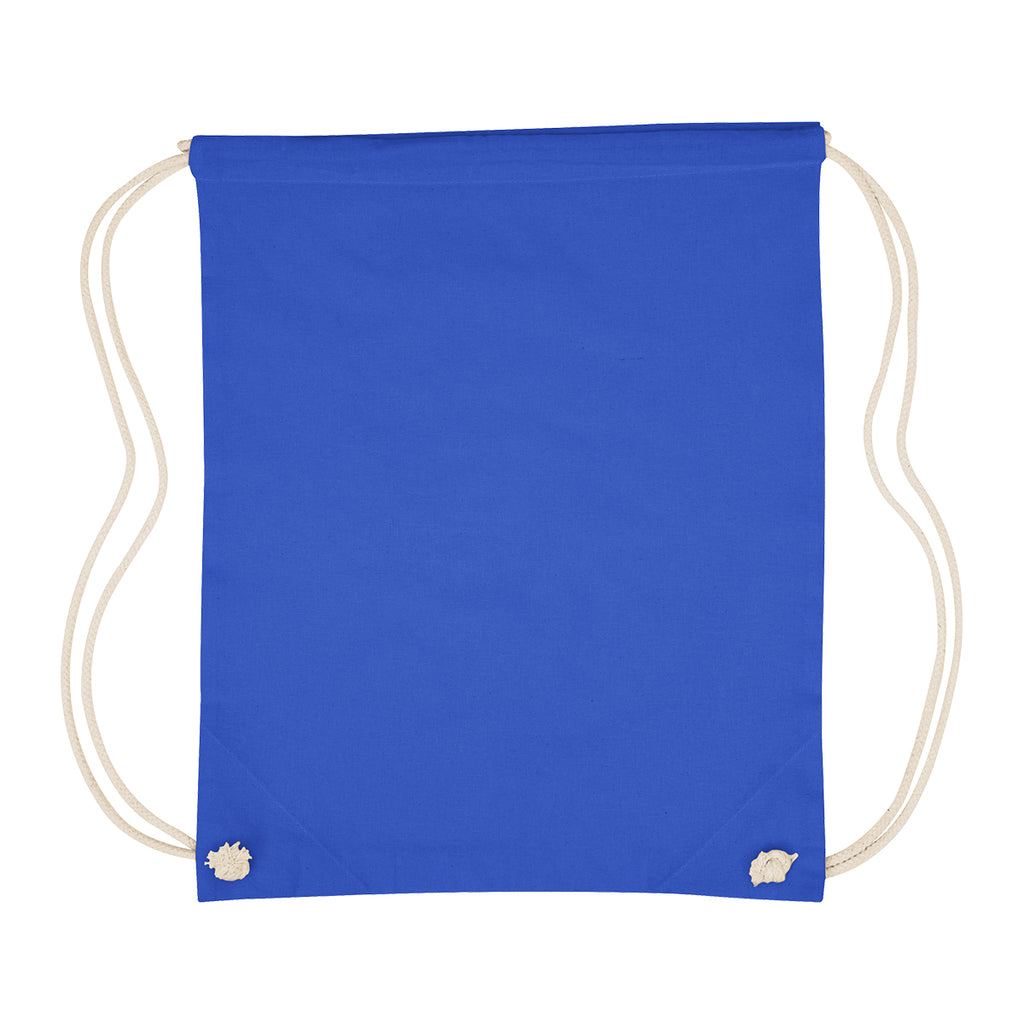 Cooper Drawstring Bag in Cotton - Royal Blue - Flat