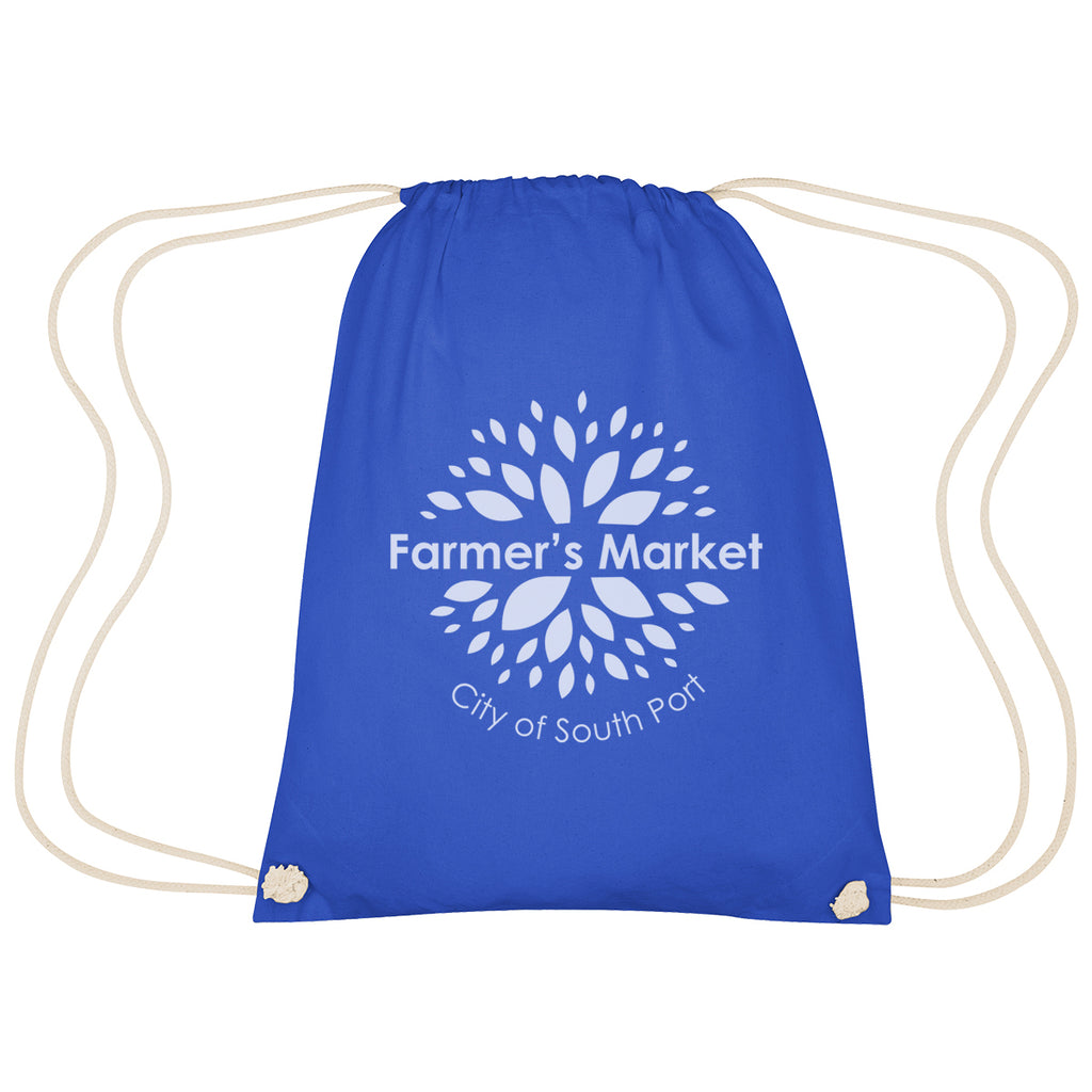 Cooper Drawstring Bag in Cotton - Royal Blue - Silk Screen