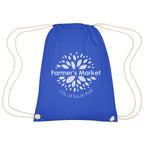 Cooper Drawstring Bag in Cotton - Royal Blue - Silk Screen