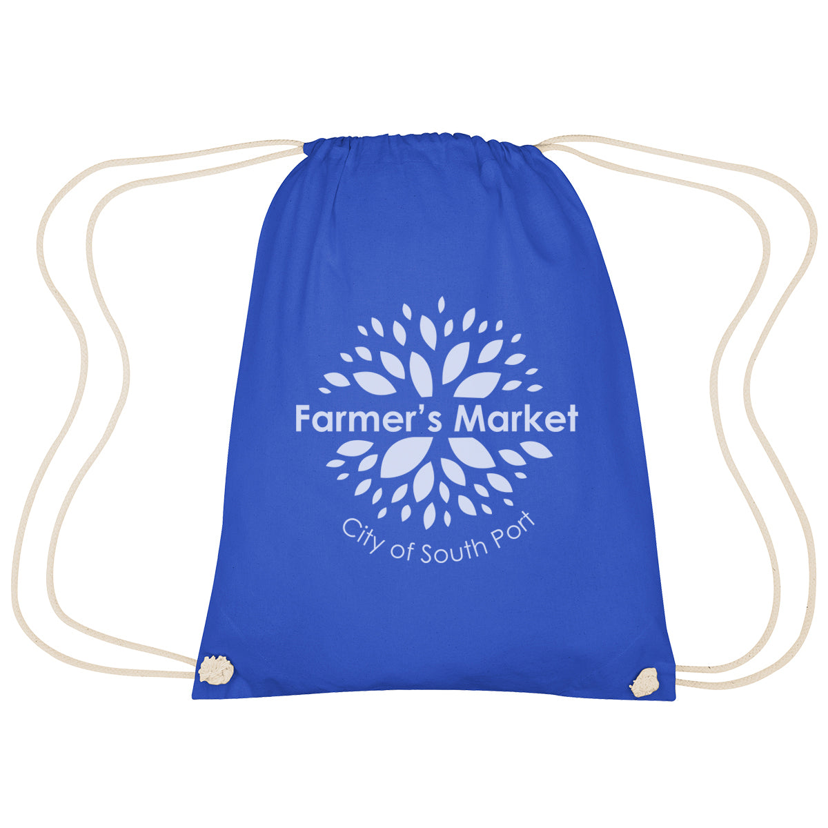 Cooper Drawstring Bag in Cotton - Royal Blue - Silk Screen