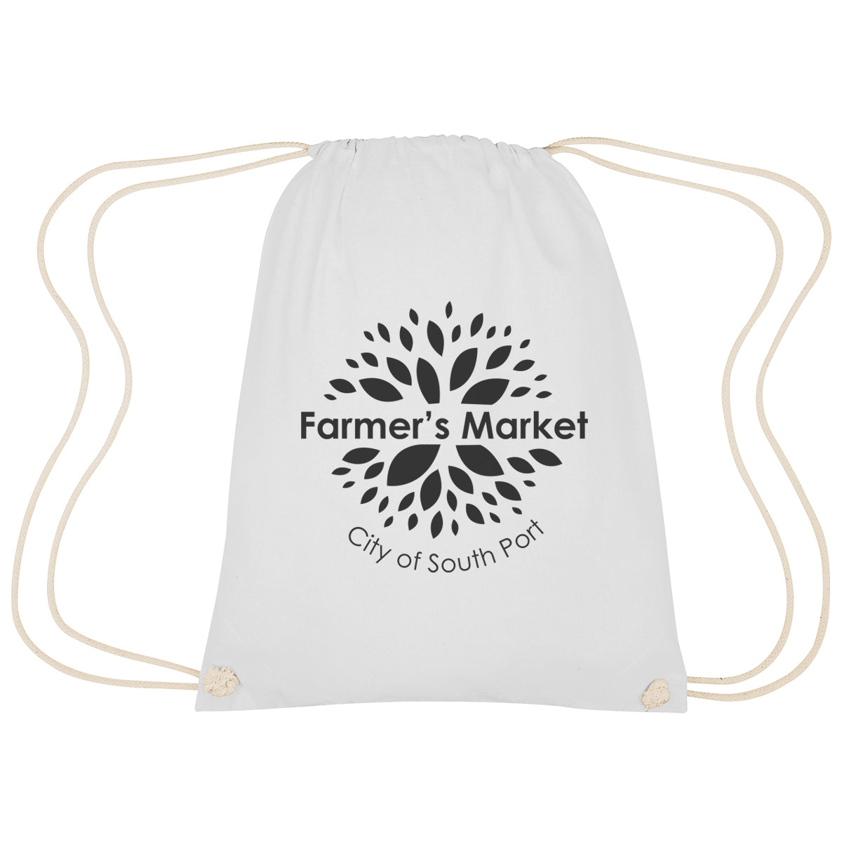 Cooper Drawstring Bag in Cotton - White - Silk Screen