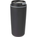 Cooper Recycled Plastic Tumbler with Flip Lid, 16 oz - Black - Right Angle