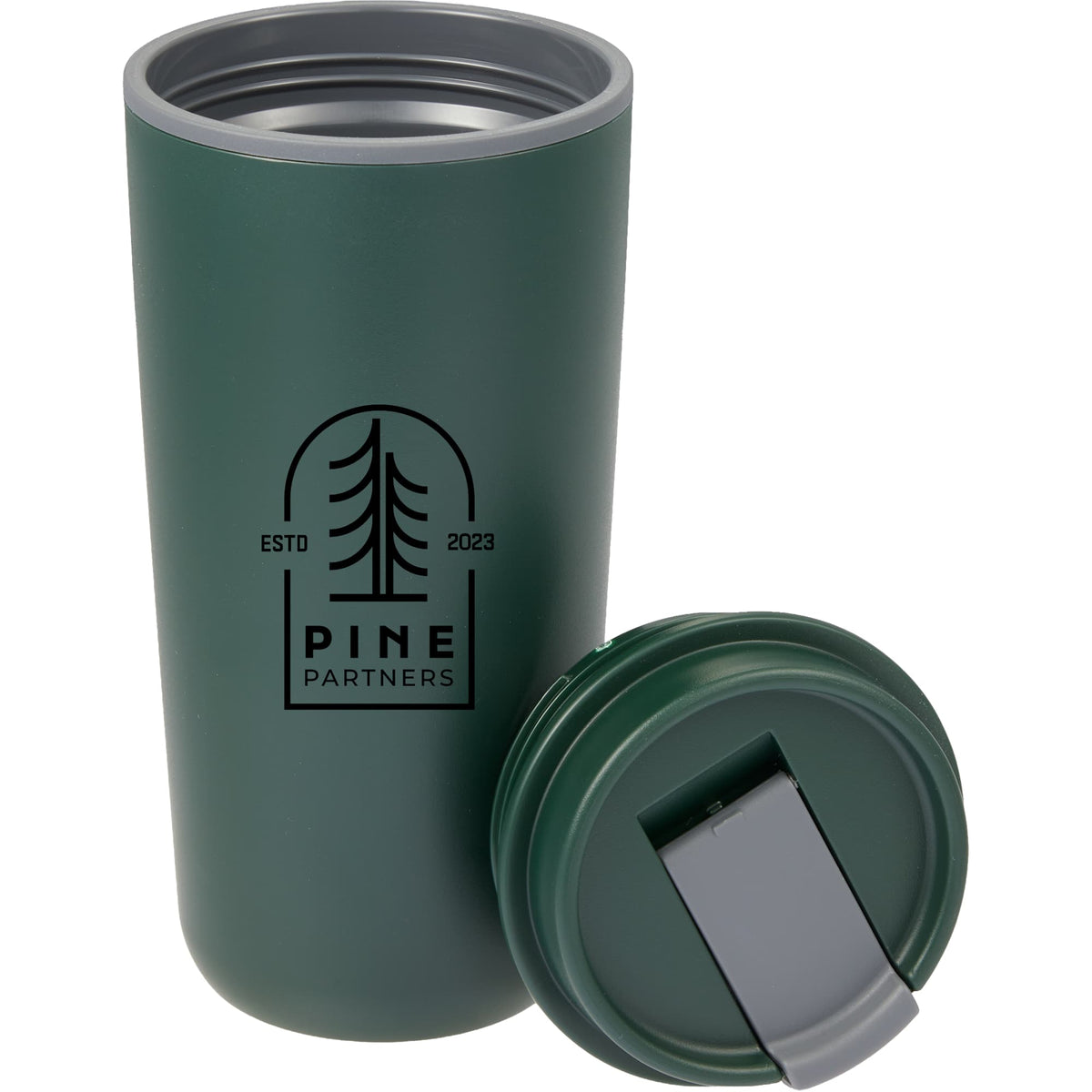 Cooper Recycled Plastic Tumbler with Flip Lid, 16 oz - Green - Detail