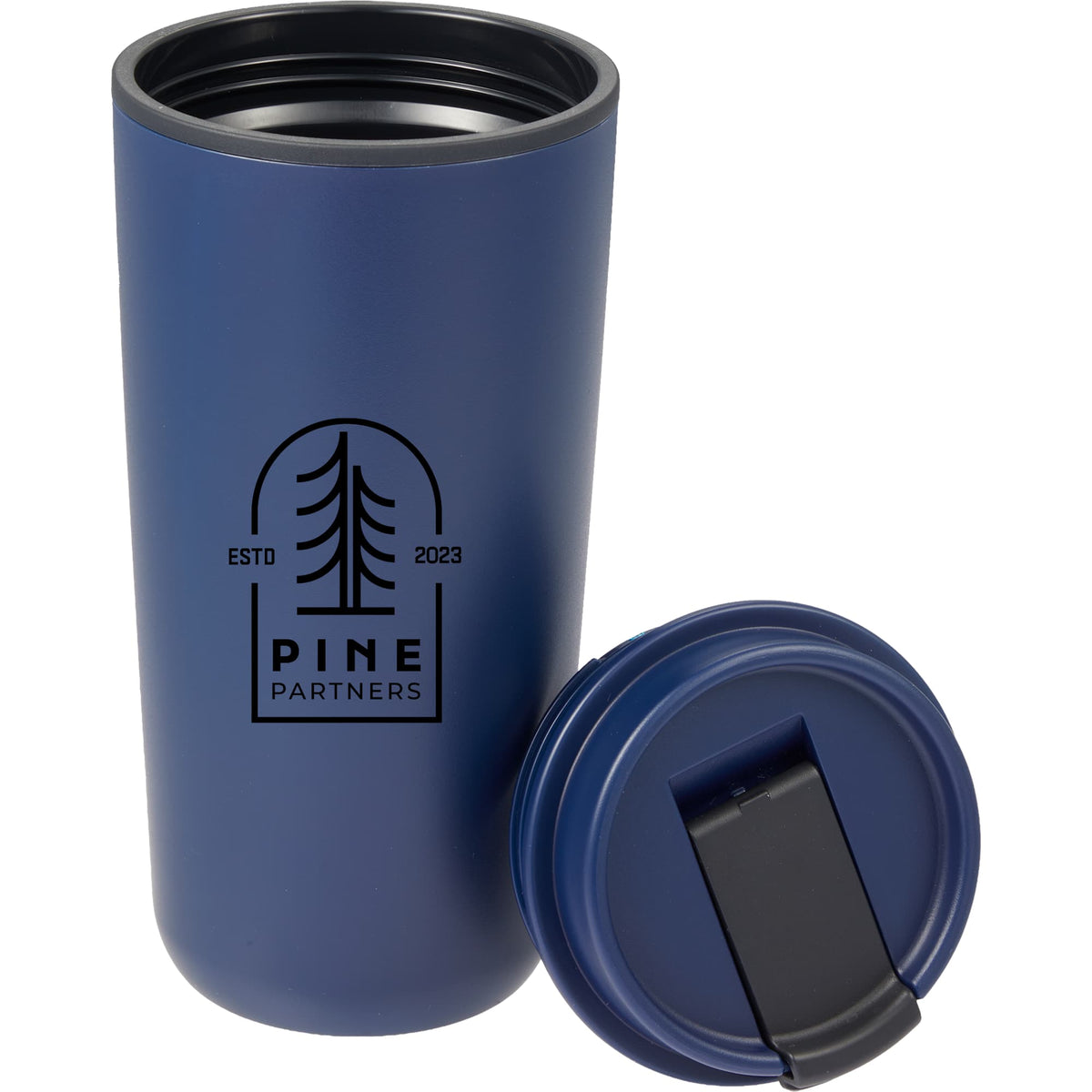 Cooper Recycled Plastic Tumbler with Flip Lid, 16 oz - Navy - Detail