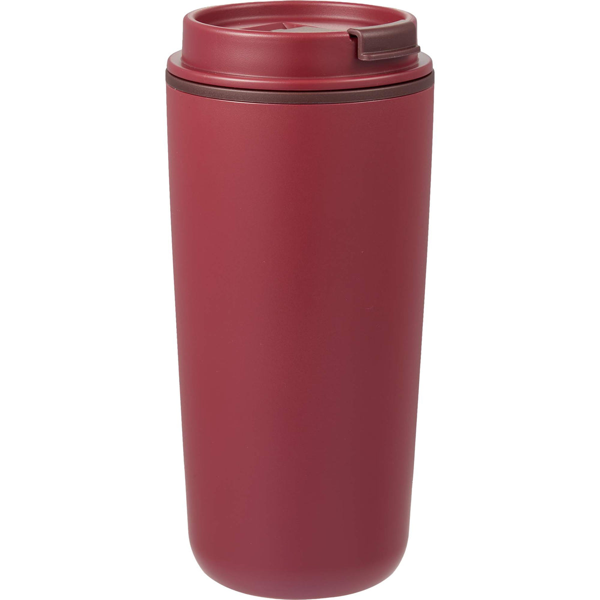 Cooper Recycled Plastic Tumbler with Flip Lid, 16 oz - Red - Right Angle