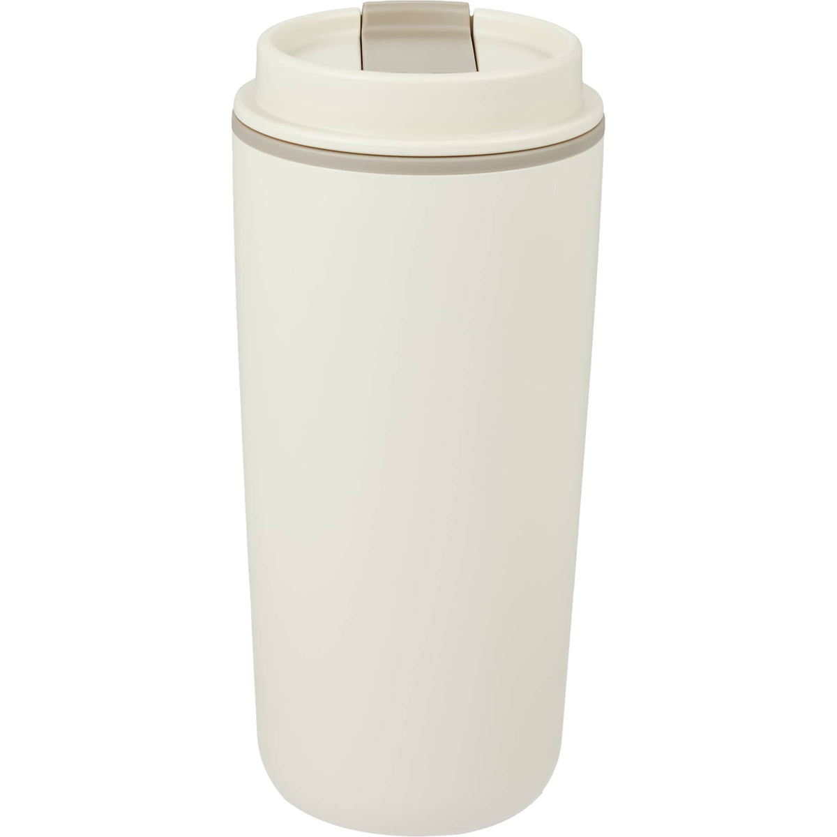 Cooper Recycled Plastic Tumbler with Flip Lid, 16 oz - Taupe - Back