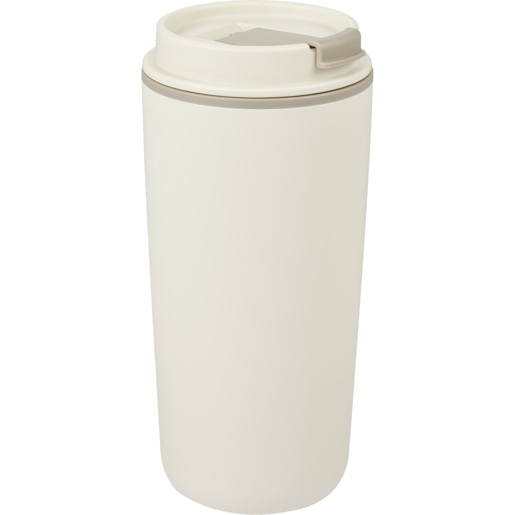 Cooper Recycled Plastic Tumbler with Flip Lid, 16 oz - Taupe - Right Angle
