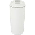 Cooper Recycled Plastic Tumbler with Flip Lid, 16 oz - White - Back