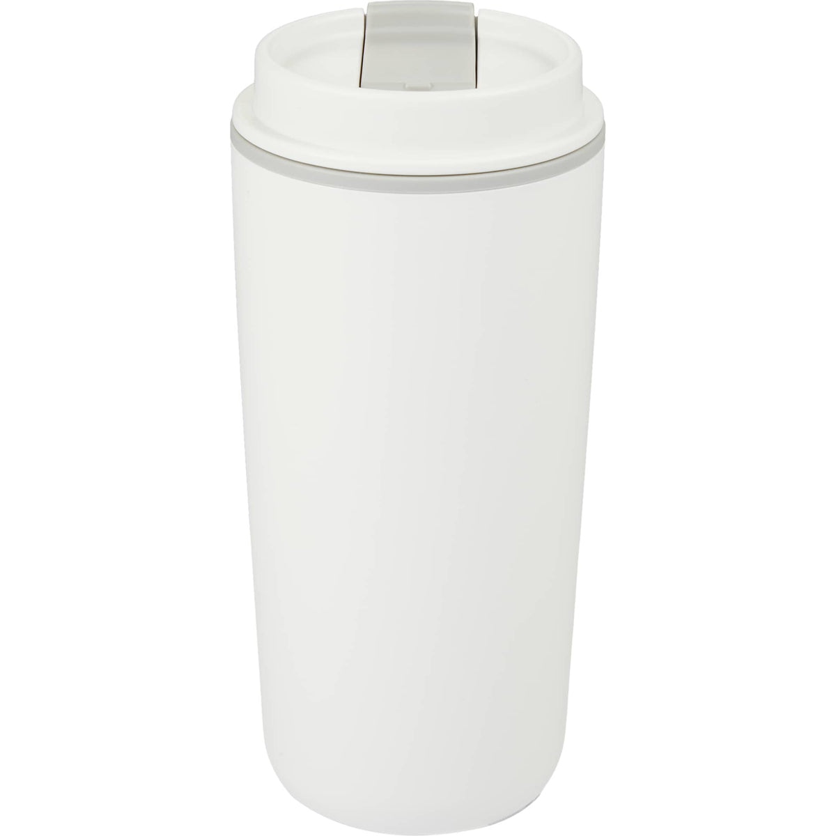 Cooper Recycled Plastic Tumbler with Flip Lid, 16 oz - White - Back