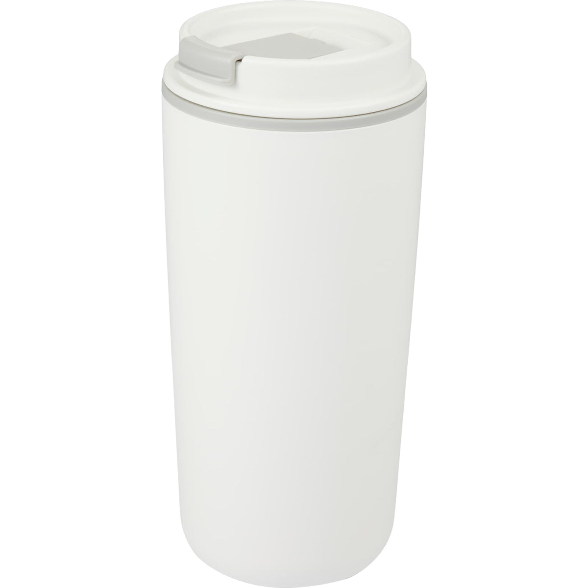 Cooper Recycled Plastic Tumbler with Flip Lid, 16 oz - White - Left Angle