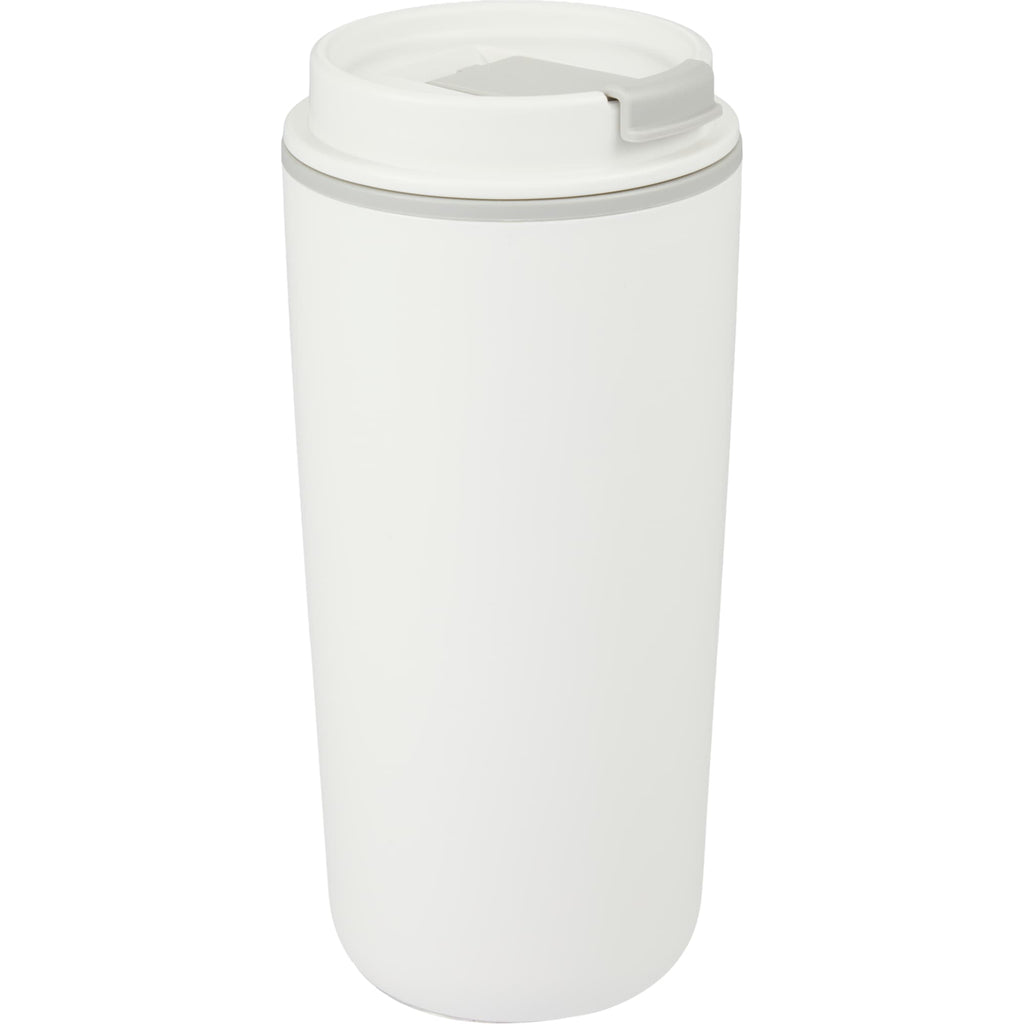 Cooper Recycled Plastic Tumbler with Flip Lid, 16 oz - White - Right Angle