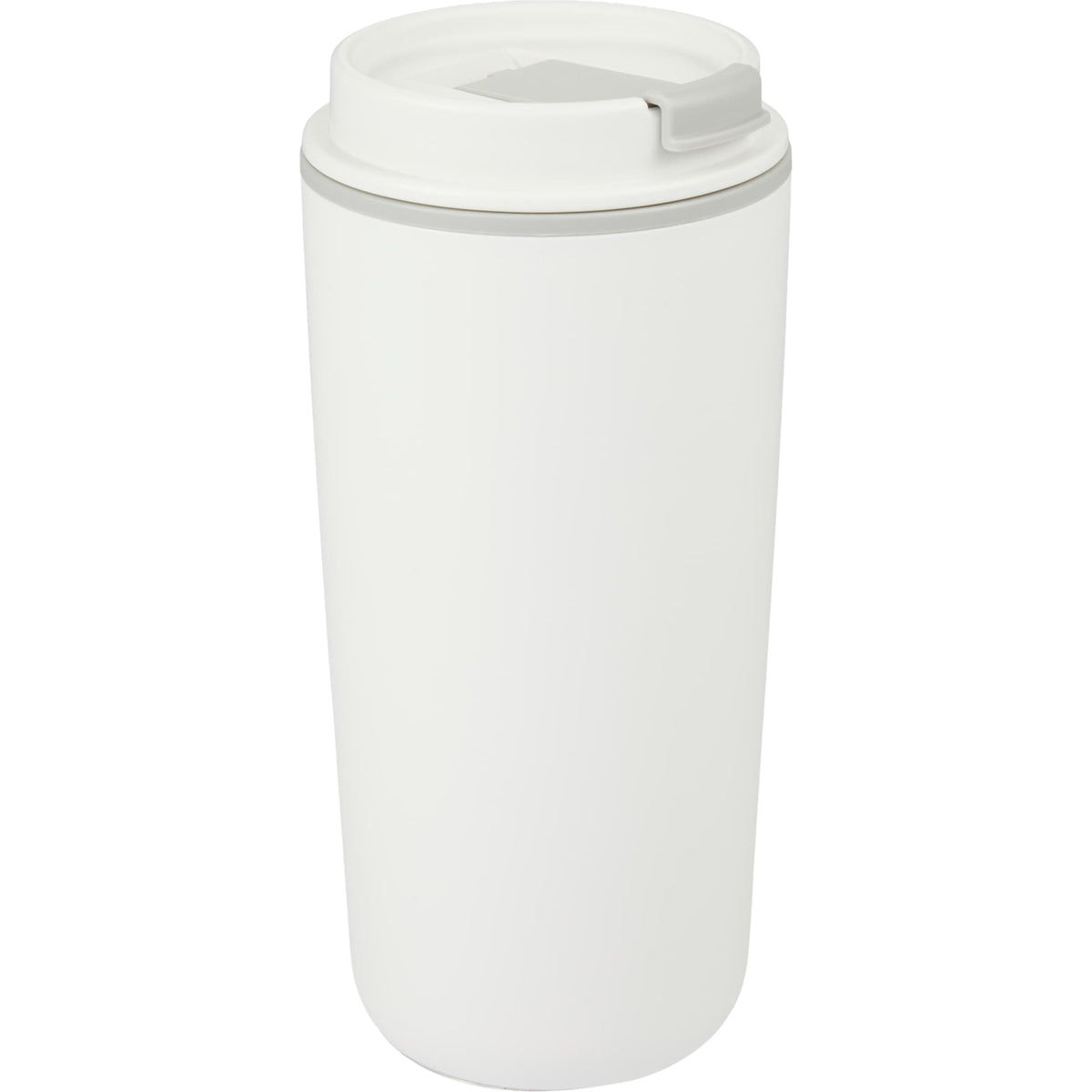 Cooper Recycled Plastic Tumbler with Flip Lid, 16 oz - White - Right Angle