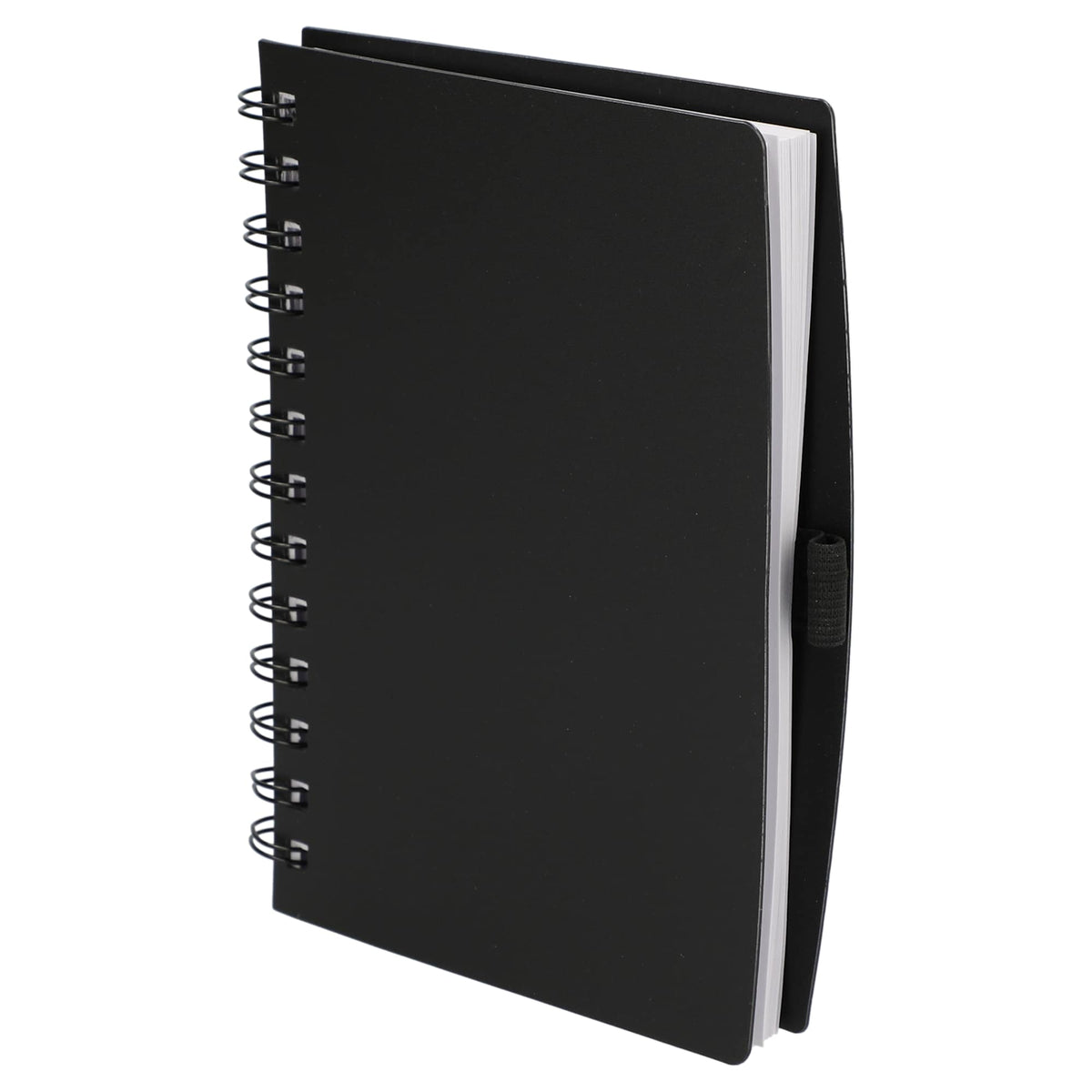 Coordinator Spiral Notebook with Recycled Cover, 5.5 x 7 Inches - Black - Left Angle 2