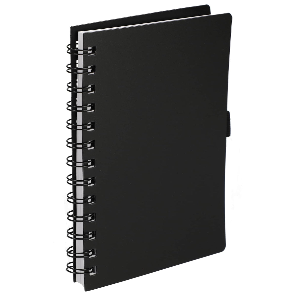 Coordinator Spiral Notebook with Recycled Cover, 5.5 x 7 Inches - Black - Right Angle 2