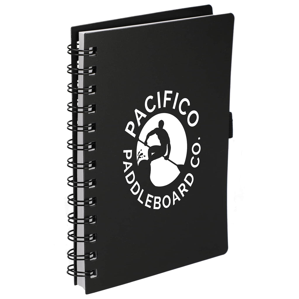 Coordinator Spiral Notebook with Recycled Cover, 5.5 x 7 Inches - Black - Right Angle