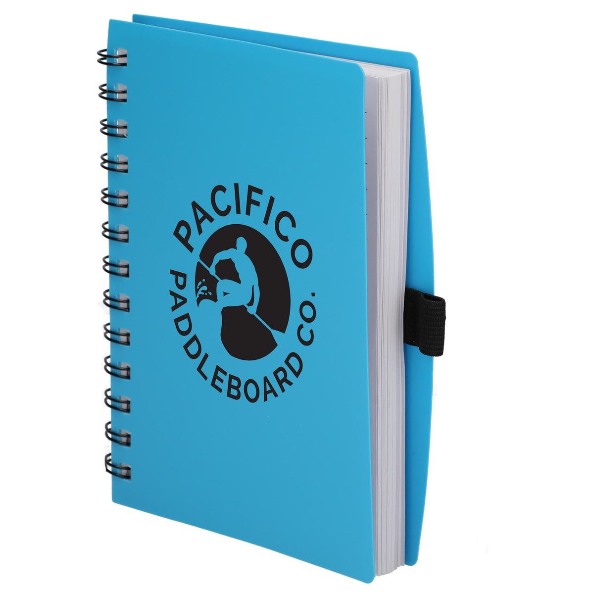 Coordinator Spiral Notebook with Recycled Cover, 5.5 x 7 Inches - Translucent Blue - Left Angle