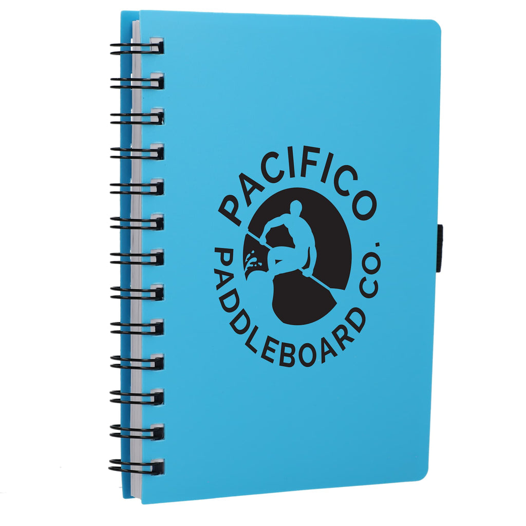 Coordinator Spiral Notebook with Recycled Cover, 5.5 x 7 Inches - Translucent Blue - Right Angle 2