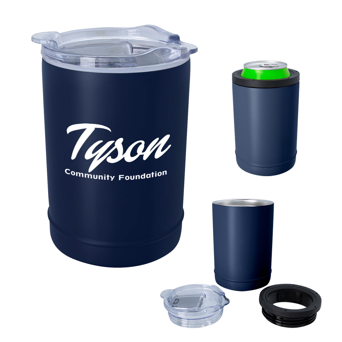 Copper Insulated Beverage Holder and Tumbler - Navy - Silk Screen