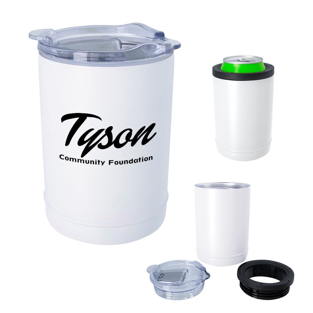 Copper Insulated Beverage Holder and Tumbler - White - Silk Screen