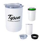 Copper Insulated Beverage Holder and Tumbler - White - Silk Screen
