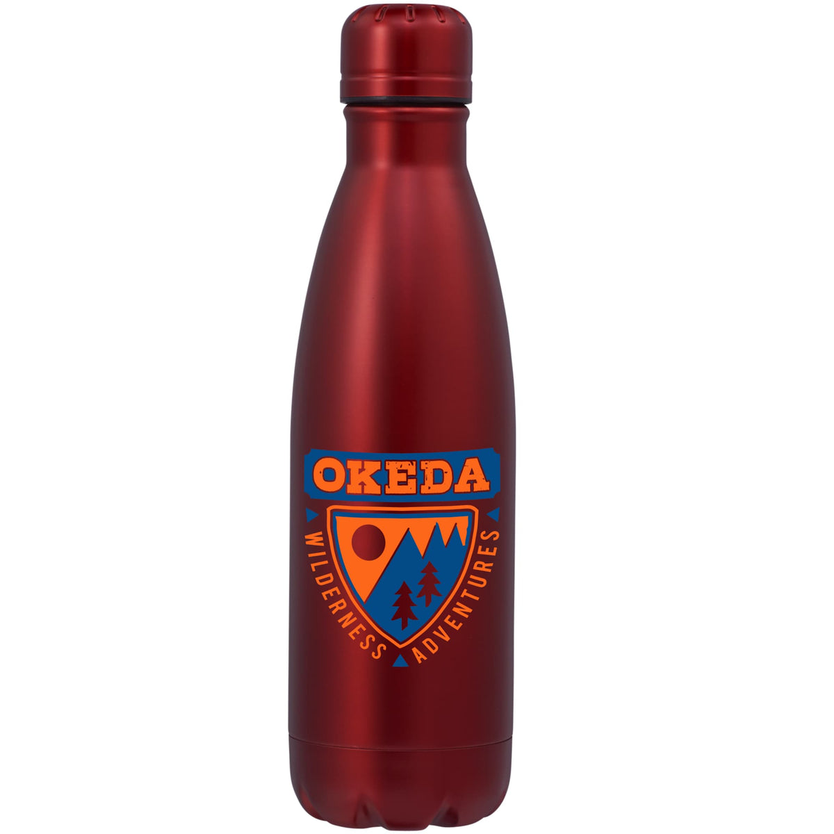 Copper Lined Vacuum Bottle, 17 oz Laser Engraving - Red - Front