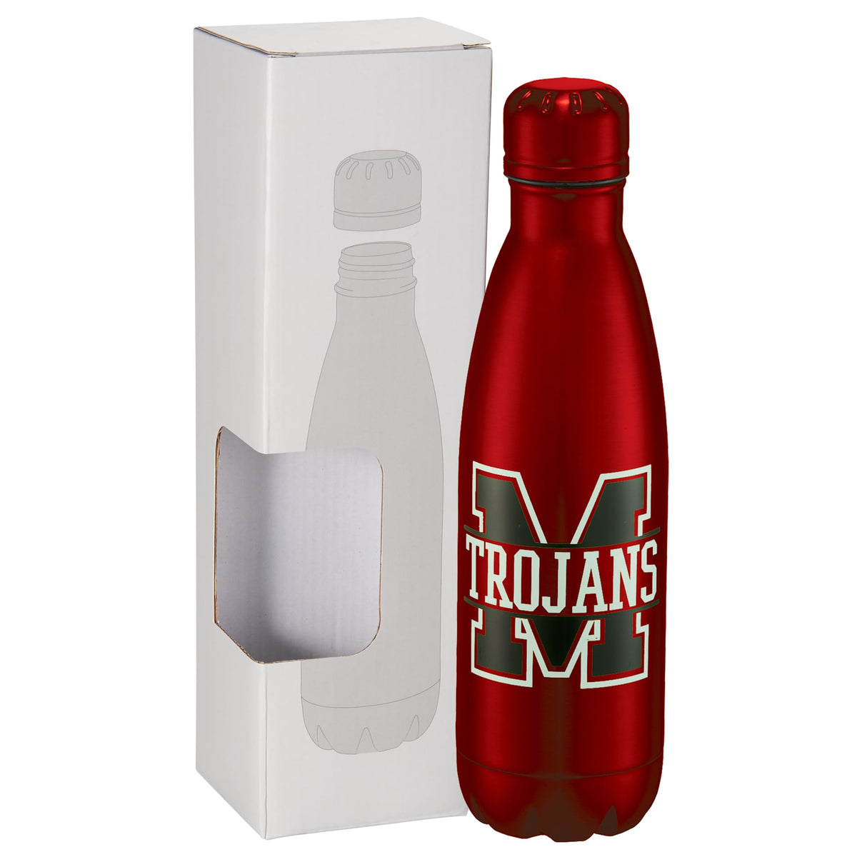 Copper Lined Vacuum Bottle in a Window Gift Box, 17 oz - Red - Front