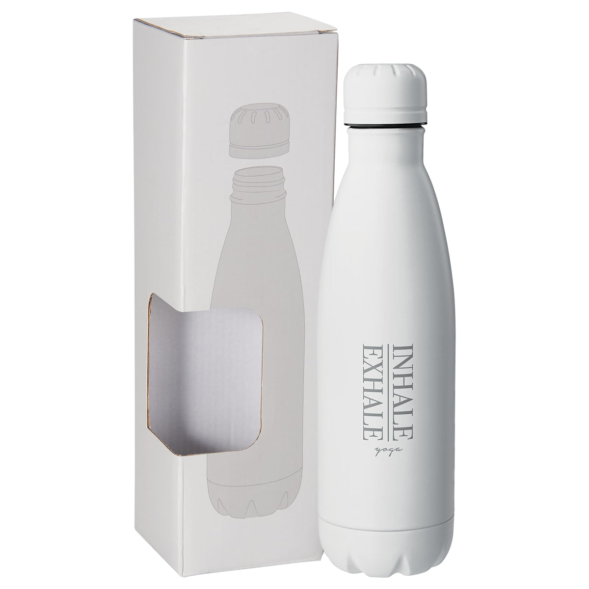 Copper Lined Vacuum Bottle in a Window Gift Box, 17 oz - White - Front