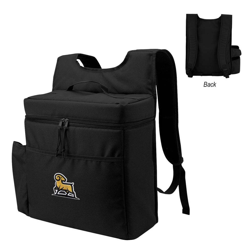 Corey Cooler Backpack for 30 Cans with Tumbler Pocket Embroidery - Black - Embroidery