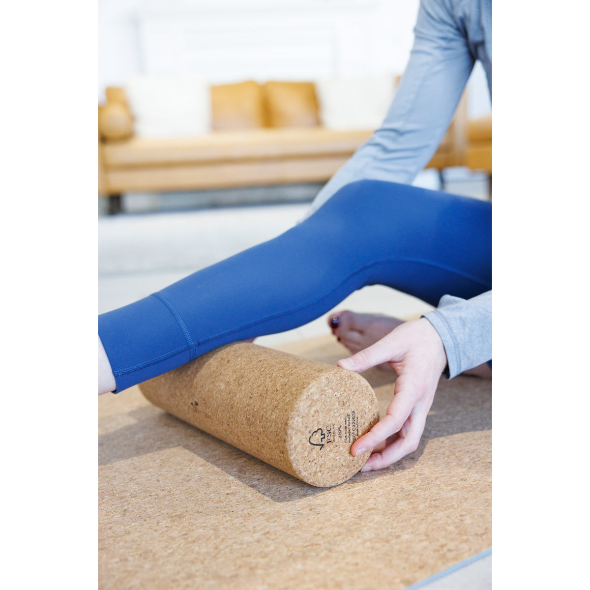Cork Foam Roller for Muscle Recovery Laser Engraving - Cork - View 3