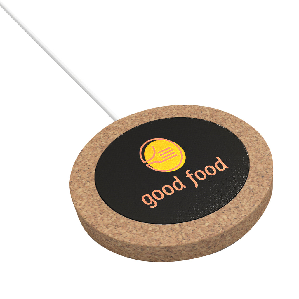 Cork Wireless Charger, 15W - Black - Full Color