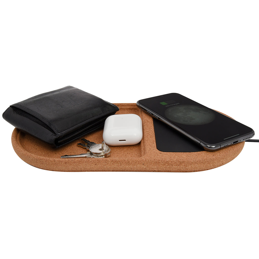 Cork Wireless Charging Pad and Desktop Organizer - Black - Propped