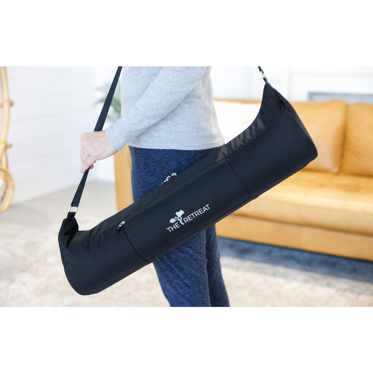 Cork Yoga Mat and Recycled Nylon Carry Bag Set Transfer - Black - View 10