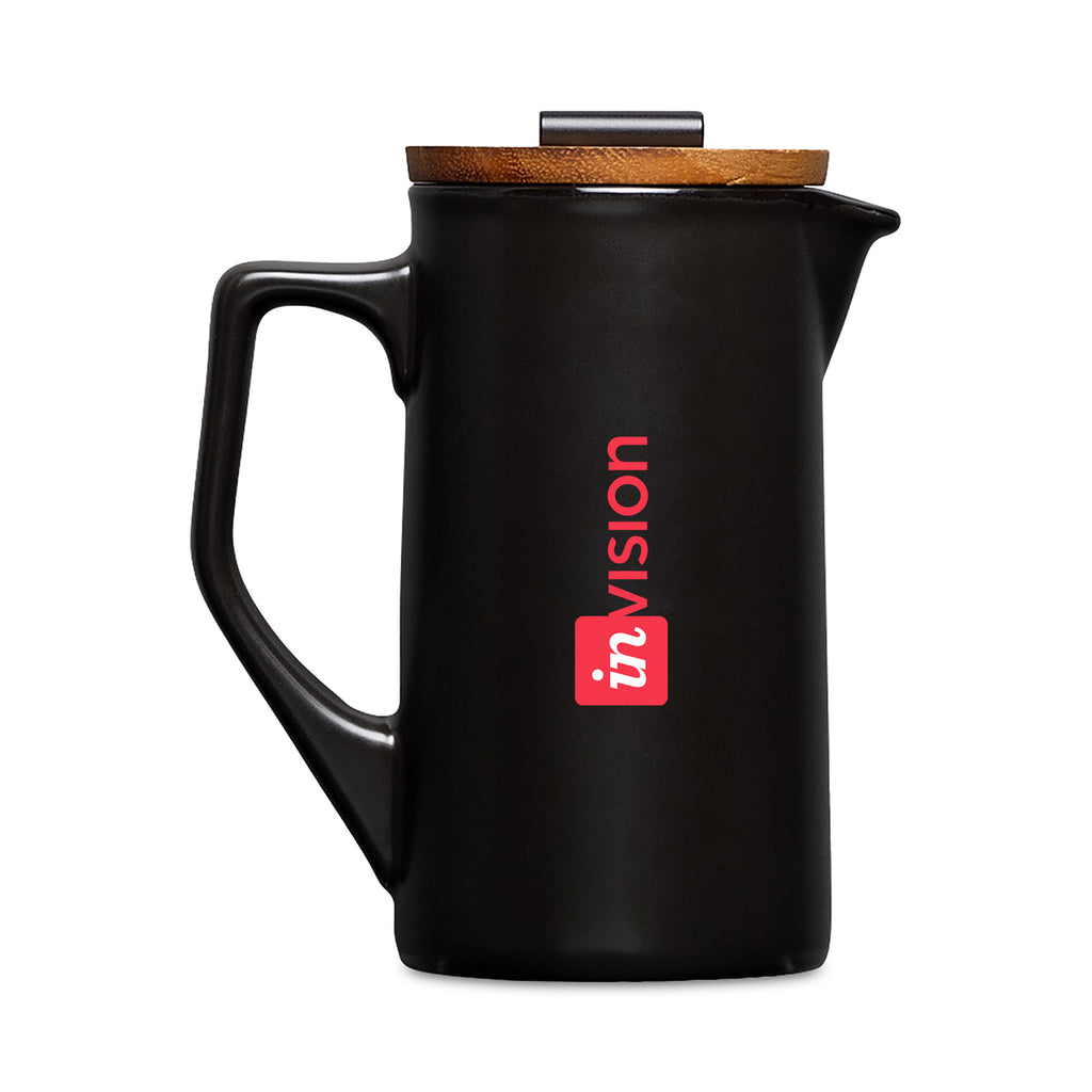 Corkcicle Cafe Ceramic French Press with Walnut Lid - Matte Black - View 1
