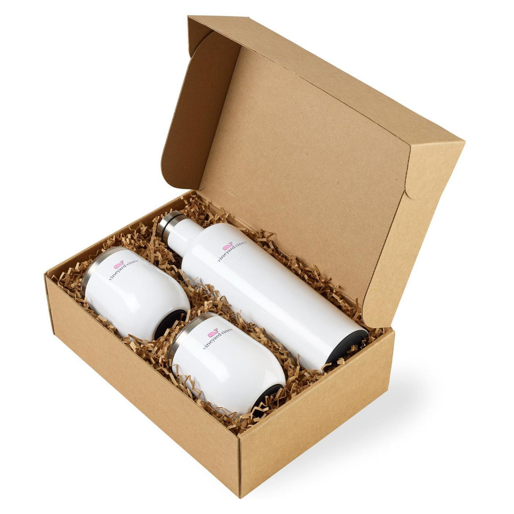 Corkcicle Canteen and Two Stemless Wine Cups Gift Set Laser Engraving - Gloss White - View 1
