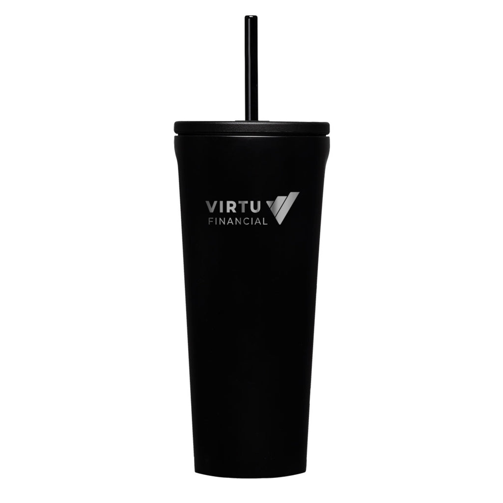 Corkcicle Cold Cup with Ceramic Coated Straw Lid, 24 oz Laser Engraving - Matte Black - View 1
