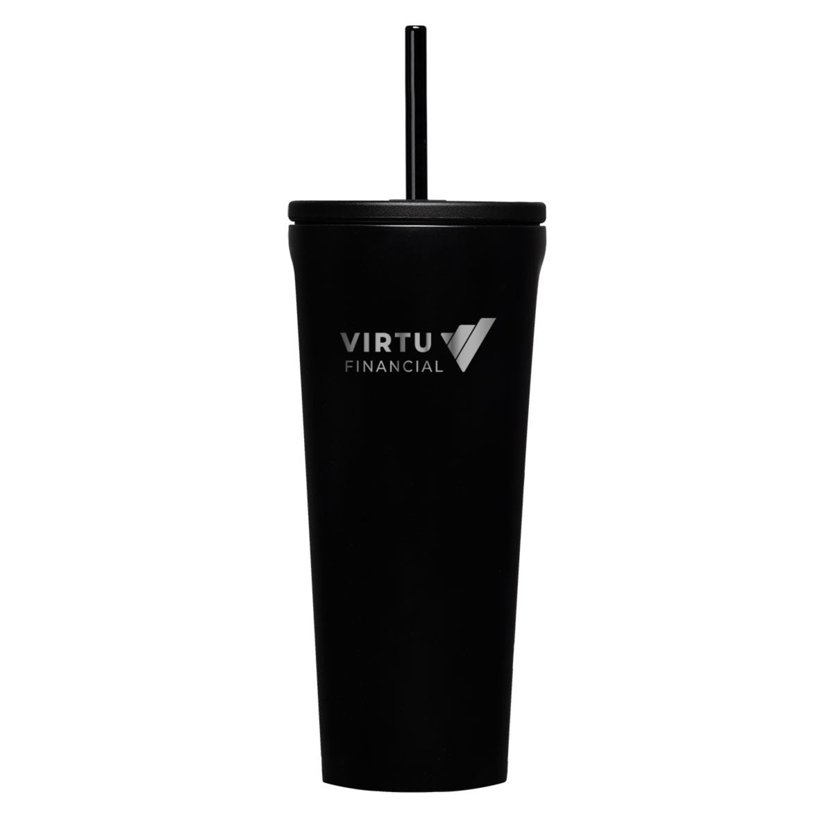Corkcicle Cold Cup with Ceramic Coated Straw Lid, 24 oz Laser Engraving - Matte Black - View 1