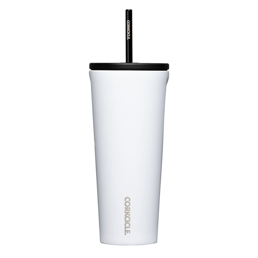 Corkcicle Cold Cup with Ceramic Coated Straw Lid, 24 oz Laser Engraving - White - View 2