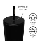 Corkcicle Cold Cup with Ceramic Coated Straw Lid, 24 oz - Matte Black - View 5