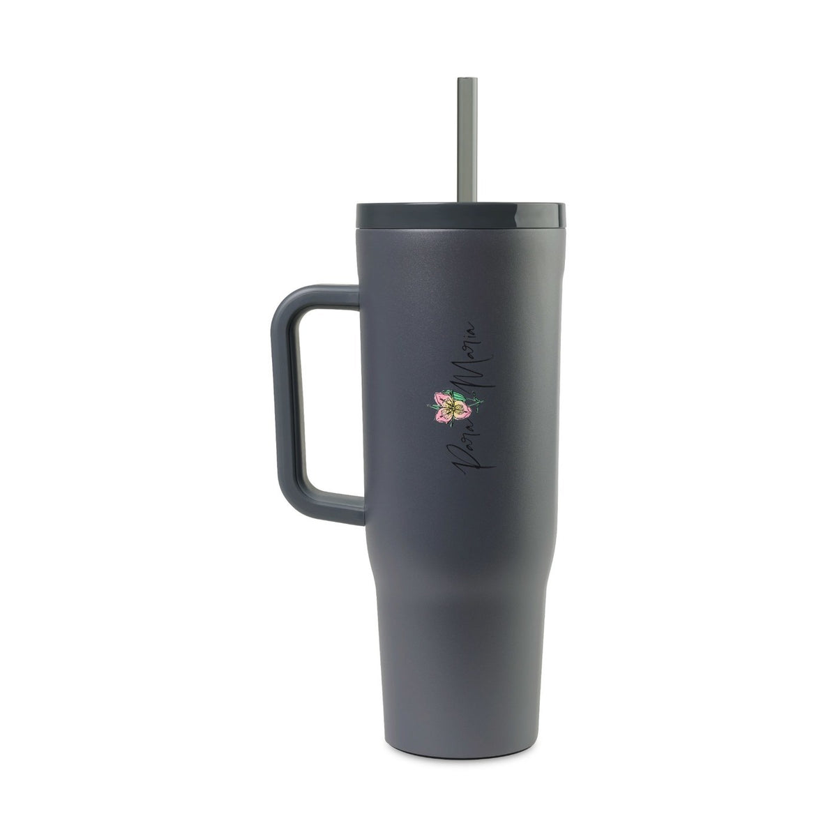 Corkcicle Cruiser Tumbler with Handle, 40 oz Laser Engraving - Dark Grey - View 1