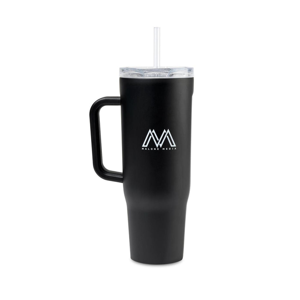 Corkcicle Cruiser Tumbler with Handle, 40 oz Laser Engraving - Matte Black - View 1