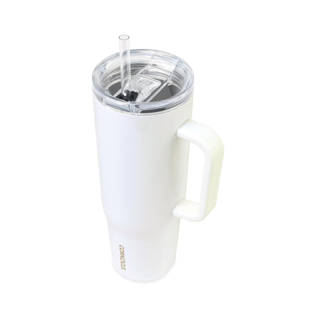 Corkcicle Cruiser Tumbler with Handle, 40 oz Laser Engraving - White - View 2