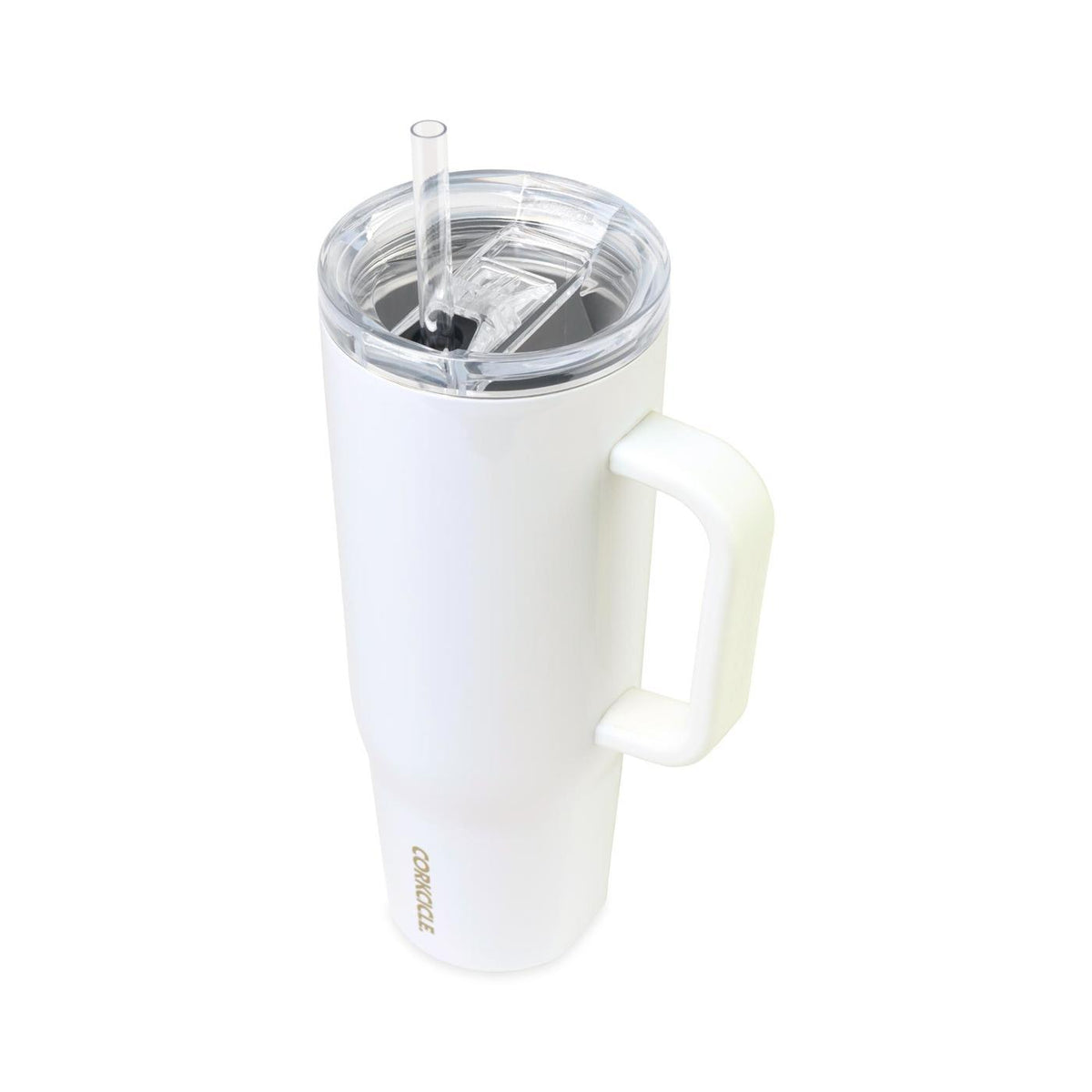 Corkcicle Cruiser Tumbler with Handle, 40 oz Laser Engraving - White - View 2