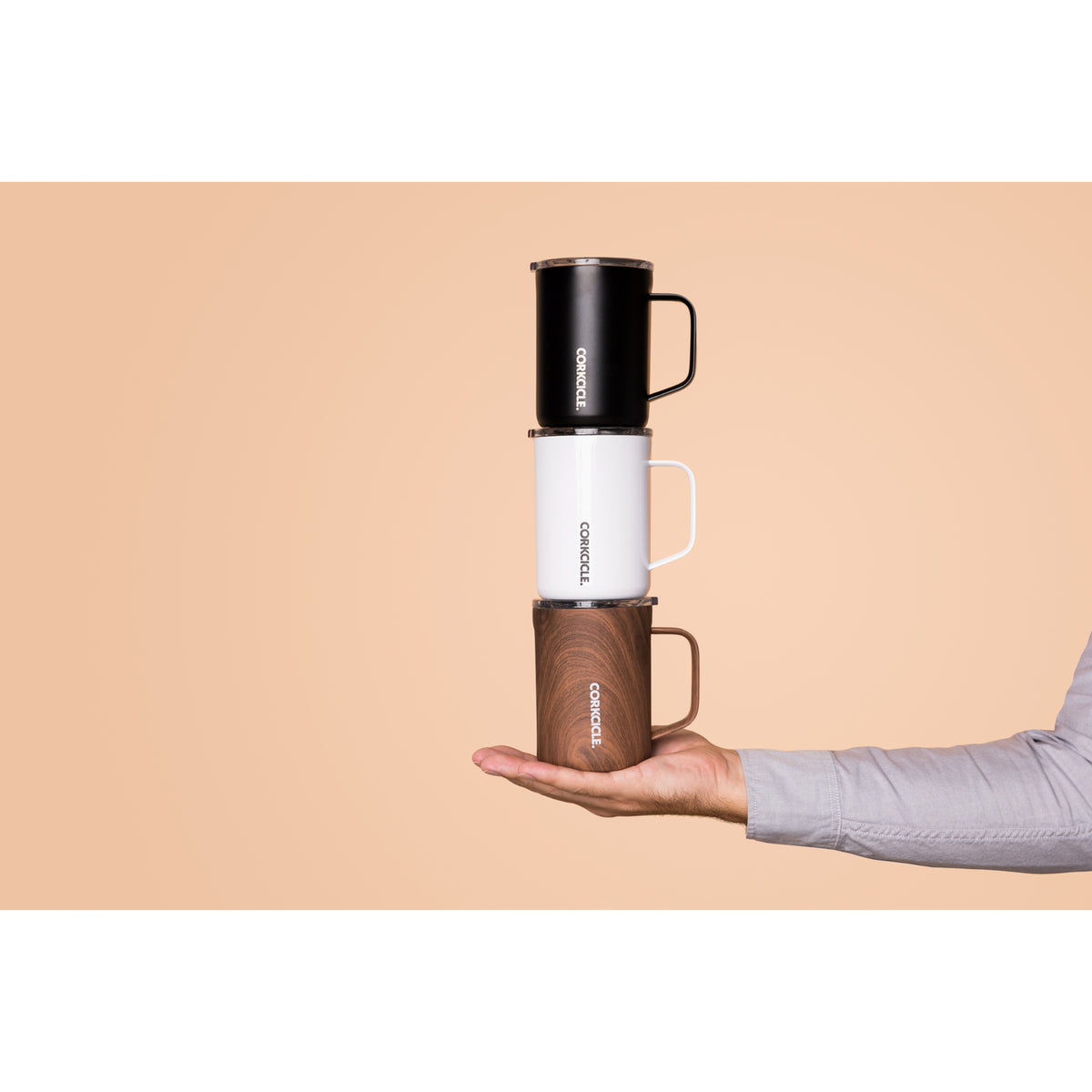 Corkcicle Insulated Coffee Mug with Sliding Lid, 16 oz - Walnut - View 7