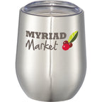 Corzo Insulated Cup with Press-On Lid, 12 oz Full Color - Silver - Front
